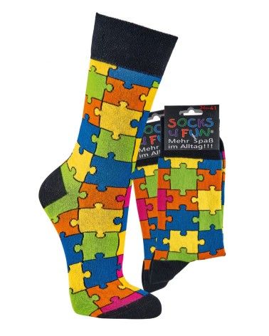 Socken mit Puzzle Motiv, 2 Paar