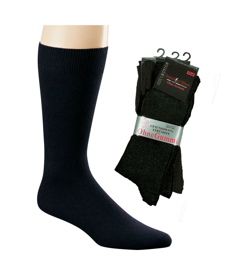 3 Paar Bambus Socken XXL ohne Gummi Gesundheitssocken schwarz blau grau 47-50 