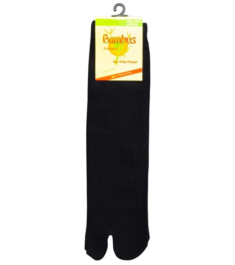 Bambus Tabi & Flip-Flop Socken schwarz und weiss