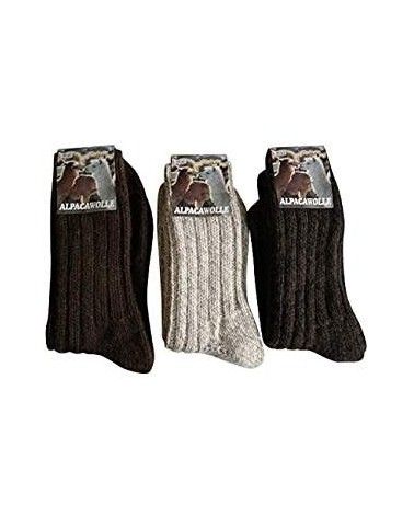 Alpaka Schurwolle Socken 100% Wolle braun beige Melliert