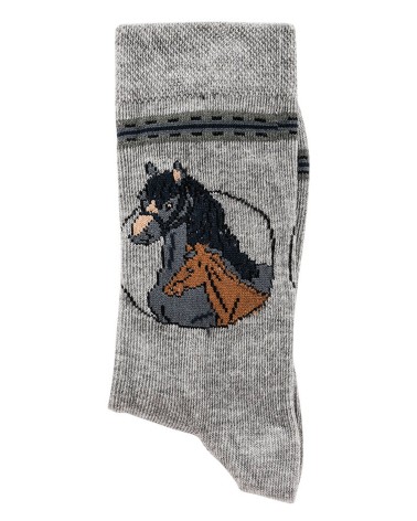 Pferd Motiv Socken grau farbig