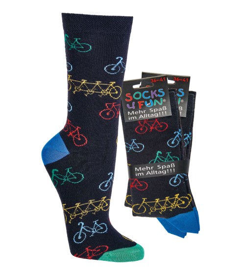 Socken mit Fahrrad - Velo - Tandem Motiv, 2 Paar