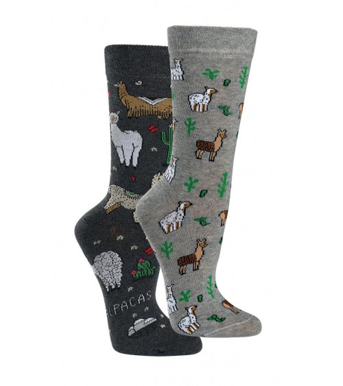 Socken mit Alpaka Motiv, 2 Paar
