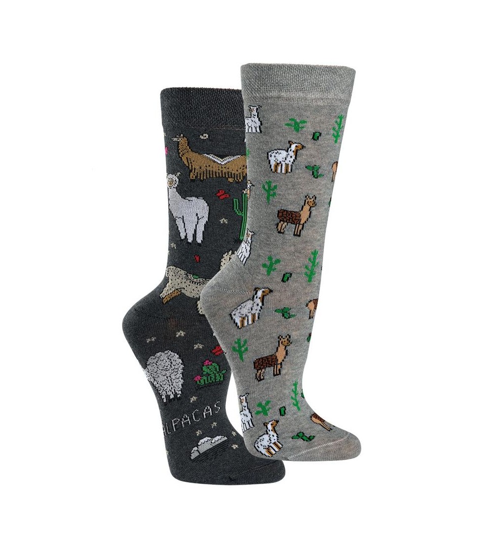 Socken mit Alpaka Motiv, 2 Paar