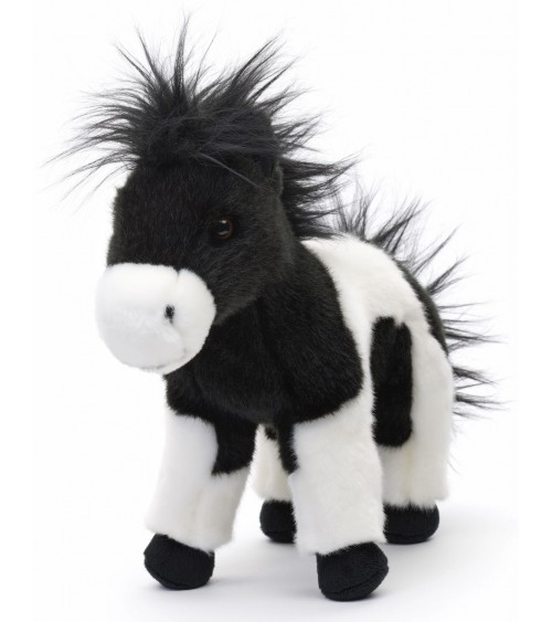 Pferd stehend mit schwarzer Mähne schwarz | weiss