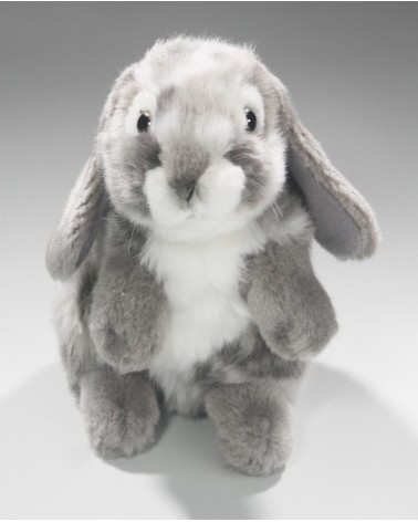 Kaninchen Hase - Plüschtier sitzend grau, ca. 19cm,