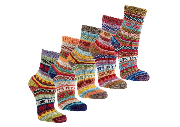 Hygge Socken farbenfroh, wunderschön mit aussergewöhnlichem Muster und Farbkombination das ganze Jahr!